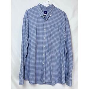 Johnnie-O Men's 2XL Blue Plaid Button Down Long Sleeve Preppy Shirt